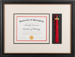 framed diploma with tassel